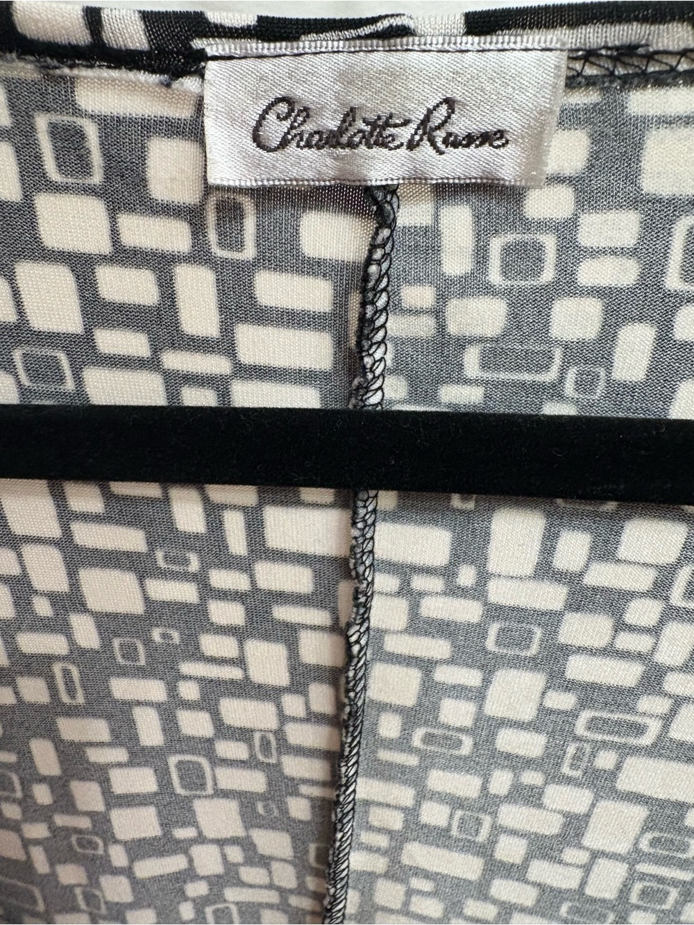 Charlotte Russe Black and White Geometric Print Faux-Wrap Dress